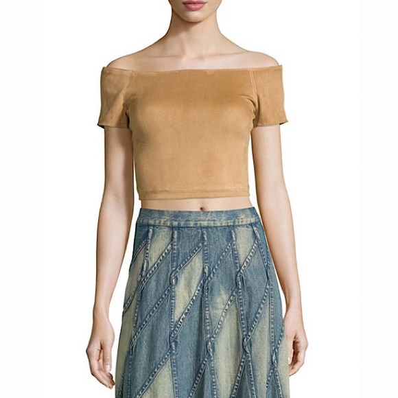 Alice + Olivia ‘Gracelyn’ Cropped Suede Top - Picture 1 of 11